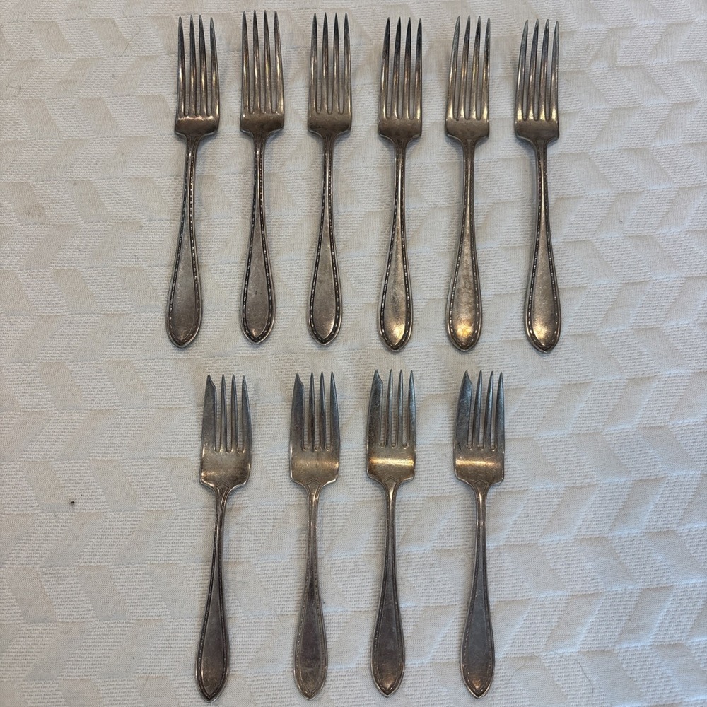 Vintage R Wallace Sectional Flatware Fork Lot (10)Dinner Forks Salad/Fish Forks